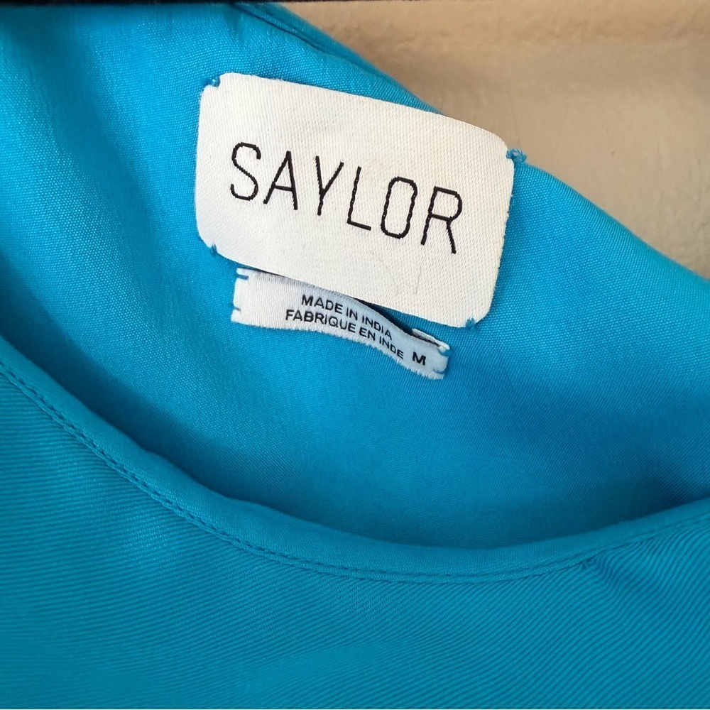 SAYLOR Kirstie Dress Cerulean Vibrant Blue One-Shoulder mini draped Revolve M - Picture 6 of 7